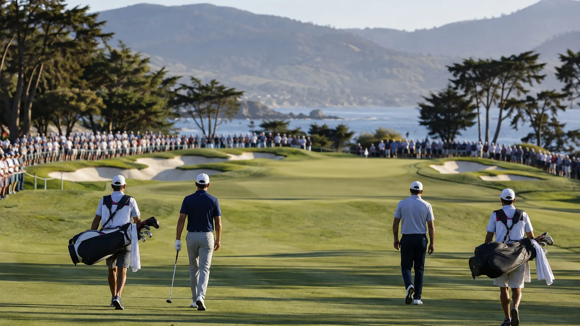 Championship golf fairway prepared for a professionally managed event
